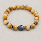Reichtum und Achtsamkeit Buddha-Armband aus goldenem Tigerauge