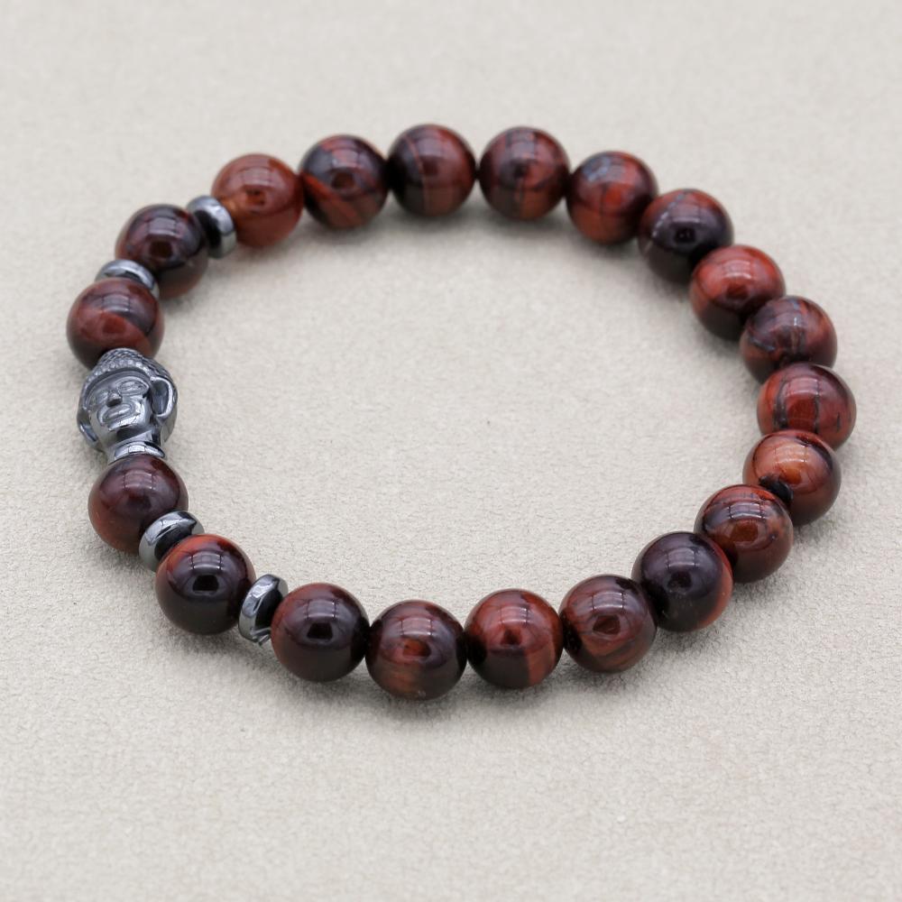 Vitalität und Mut Buddha-Armband aus rotem Tigerauge