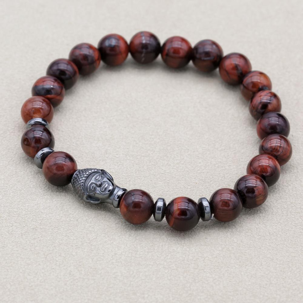 Vitalität und Mut Buddha-Armband aus rotem Tigerauge