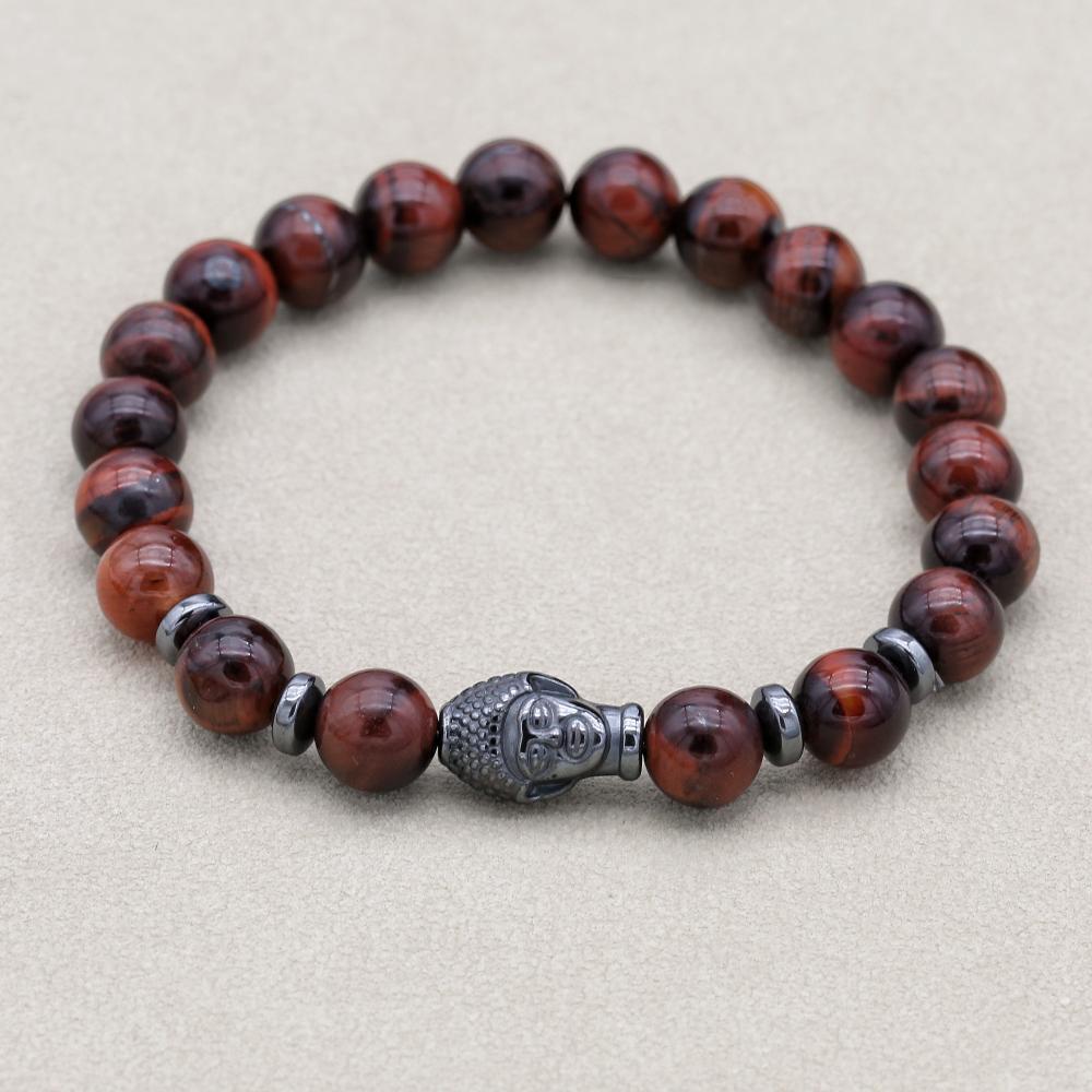 Vitalität und Mut Buddha-Armband aus rotem Tigerauge