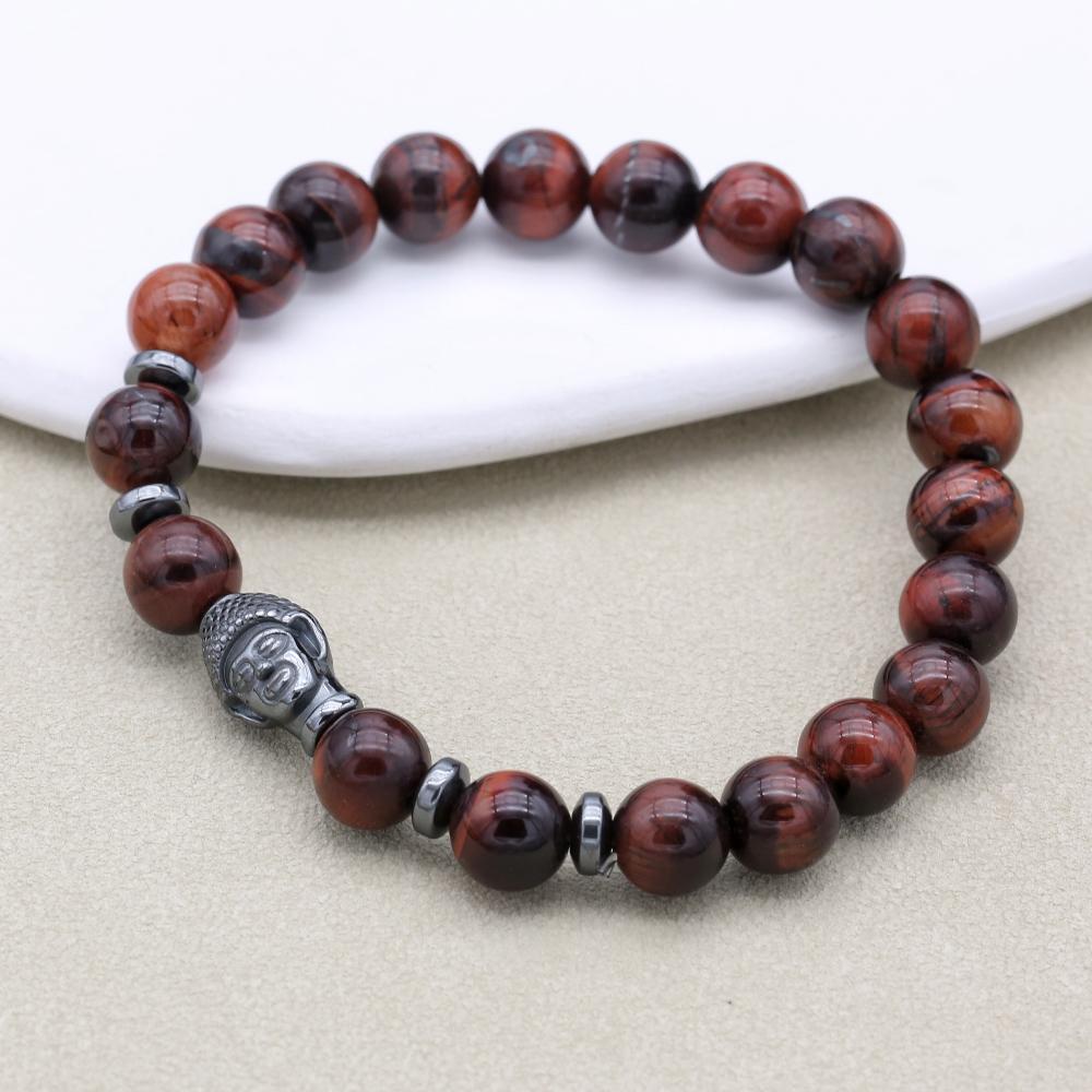 Vitalität und Mut Buddha-Armband aus rotem Tigerauge