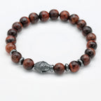 Vitalität und Mut Buddha-Armband aus rotem Tigerauge