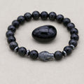 Schutz und Erdung Schwarzes-Obsidian-Hämatit-Perlenarmband mit Buddha-Kopf