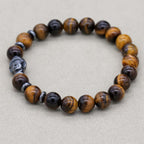 Mut und Wohlstand Tigeraugen-Hämatit-Perlenarmband mit Buddha-Kopf in Gelb