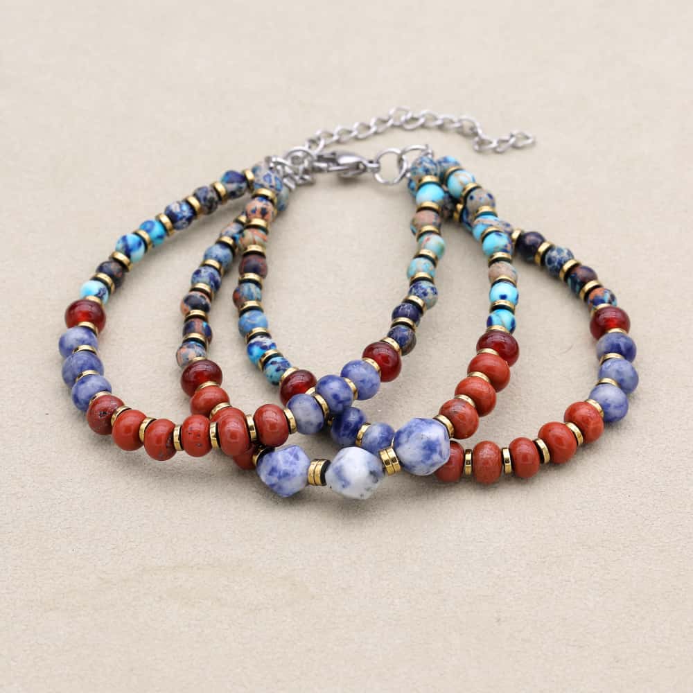 Bracelet triple rang en pierres multiples Harmonie et Force