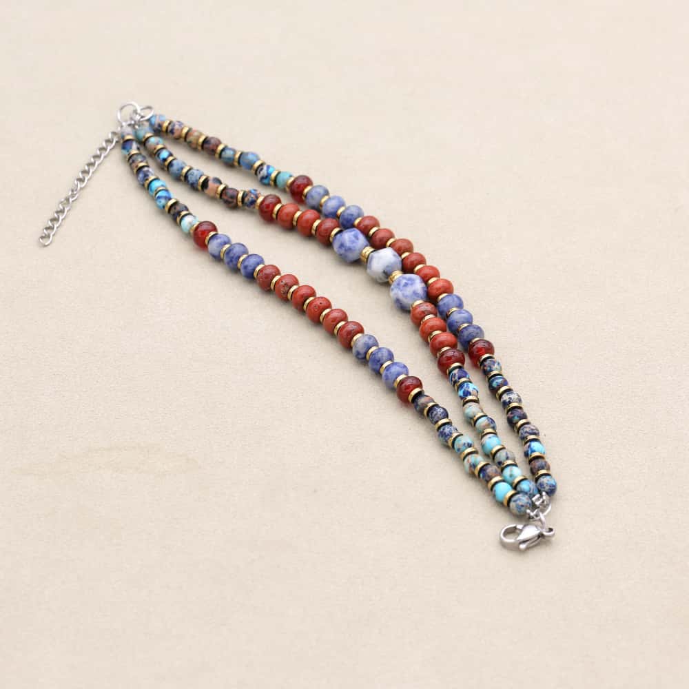 Bracelet triple rang en pierres multiples Harmonie et Force