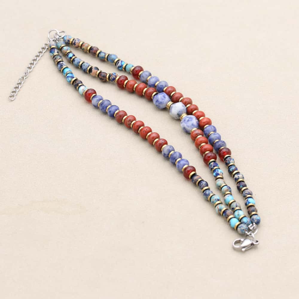 Bracelet triple rang en pierres multiples Harmonie et Force