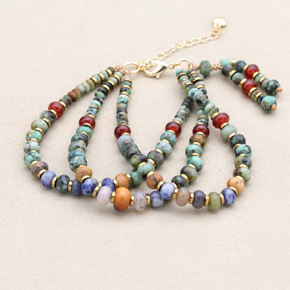 Growth and Inner Peace Multi Gemstone Triple Layer Bracelet