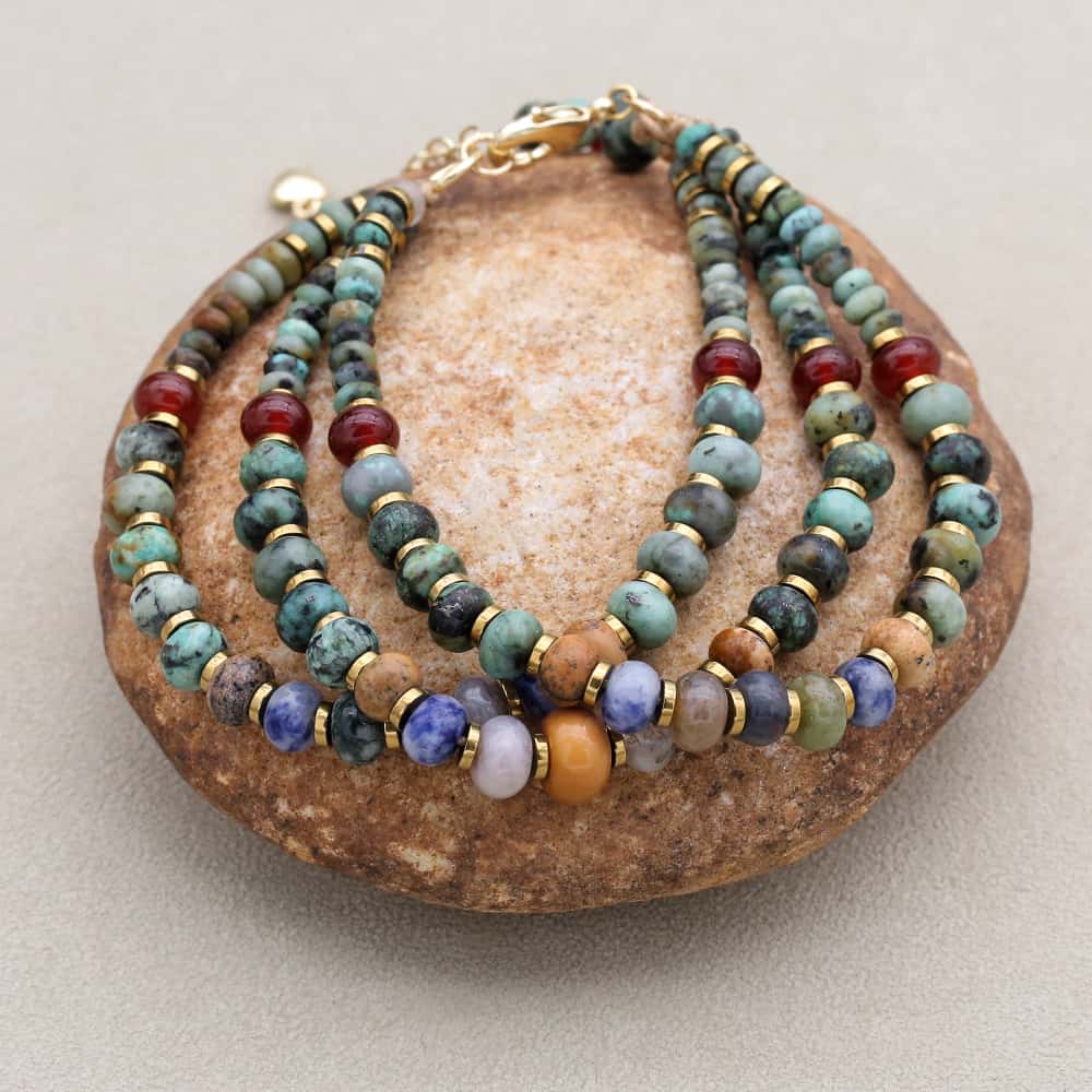 Growth and Inner Peace Multi Gemstone Triple Layer Bracelet