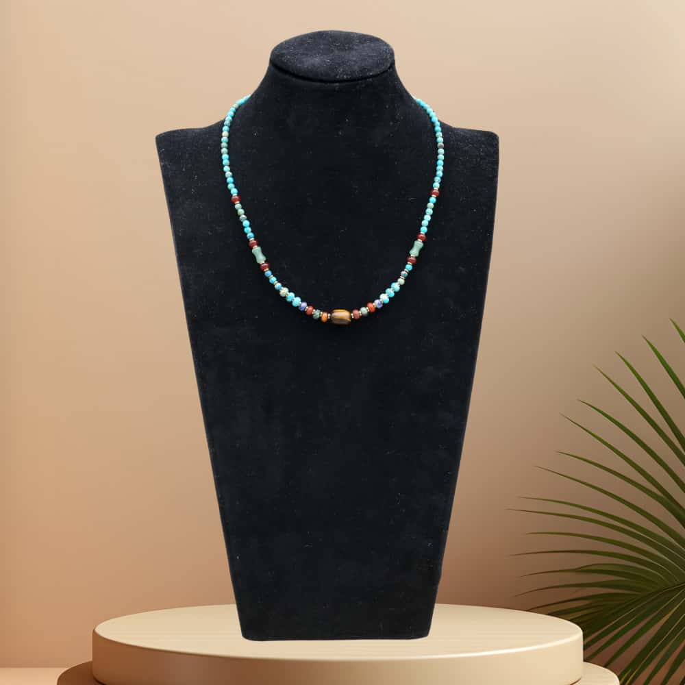 Inner Power and Protection Blue Imperial Jasper Beaded Necklace