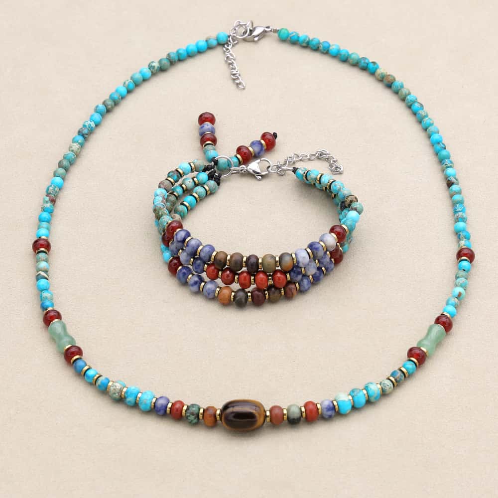 Inner Wisdom and Power Blue Imperial Jasper Jewelry Set