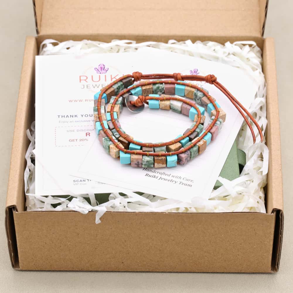 Protection and Harmony Turquoise Leather Wrap Bracelet