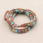 Protection and Harmony Turquoise Leather Wrap Bracelet