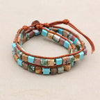 Protection and Harmony Turquoise Leather Wrap Bracelet