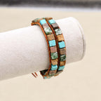 Protection and Harmony Turquoise Leather Wrap Bracelet