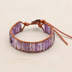 Tranquility and Intuition Amethyst Leather Wrap Bracelet