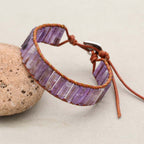 Tranquility and Intuition Amethyst Leather Wrap Bracelet