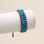 Inner Peace and Alignment Blue Imperial Jasper Leather Wrap Bracelet
