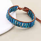 Inner Peace and Alignment Blue Imperial Jasper Leather Wrap Bracelet