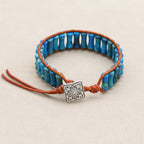 Inner Peace and Alignment Blue Imperial Jasper Leather Wrap Bracelet