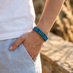 Inner Peace and Alignment Blue Imperial Jasper Leather Wrap Bracelet