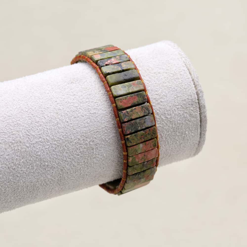 Heart Healing and Harmony Unakite Leather Wrap Bracelet