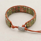 Heart Healing and Harmony Unakite Leather Wrap Bracelet