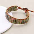 Heart Healing and Harmony Unakite Leather Wrap Bracelet