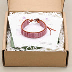 Grounding and Warmth Red Wood Grain Jasper Leather Wrap Bracelet