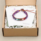 Serenity and Wisdom 7 Chakra Amethyst Leather Wrap Bracelet