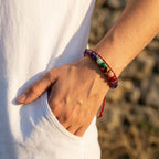 Serenity and Wisdom 7 Chakra Amethyst Leather Wrap Bracelet