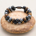Triple Protection Tiger Eye Obsidian and Hematite Double Layer Bracelet