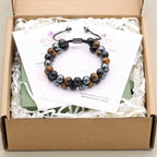 Triple Protection Tiger Eye Obsidian and Hematite Double Layer Bracelet