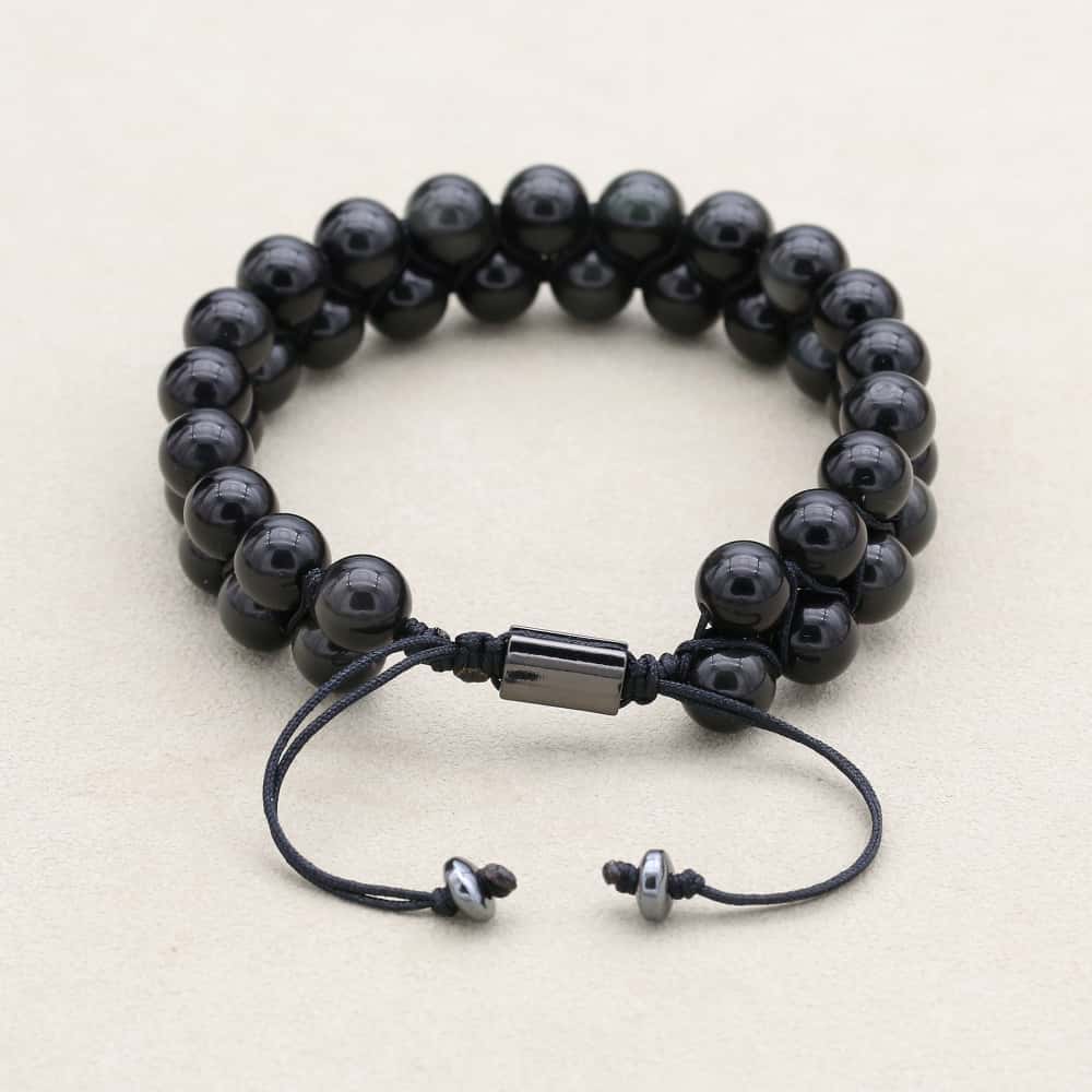 Ultimate Protection Black Obsidian Double Layer Woven Bracelet