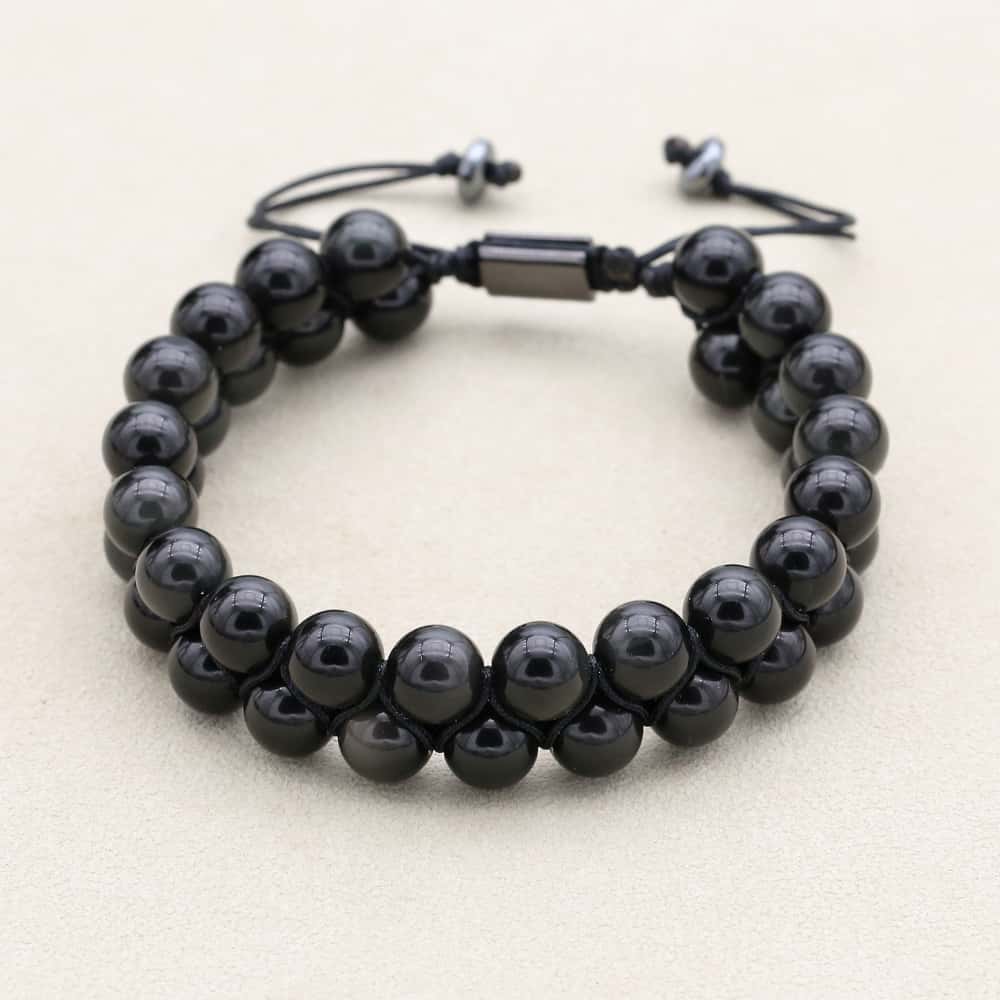 Ultimate Protection Black Obsidian Double Layer Woven Bracelet