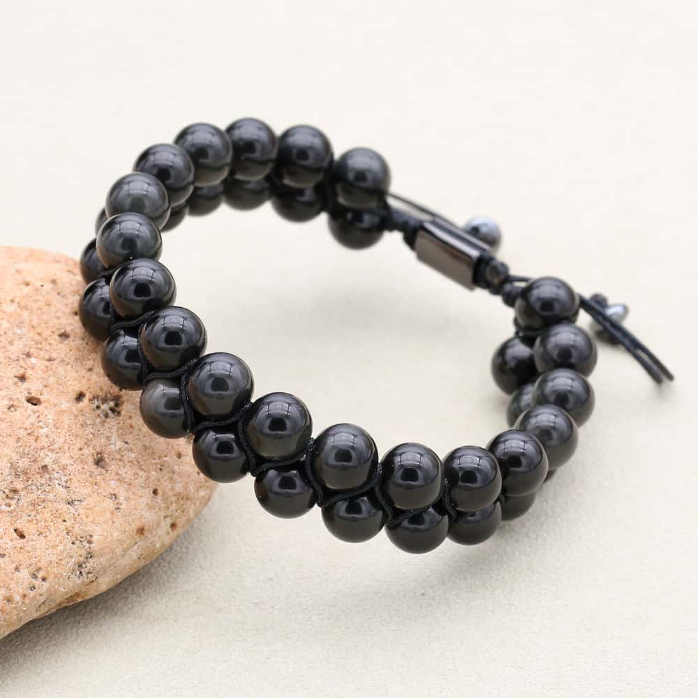 Ultimate Protection Black Obsidian Double Layer Woven Bracelet