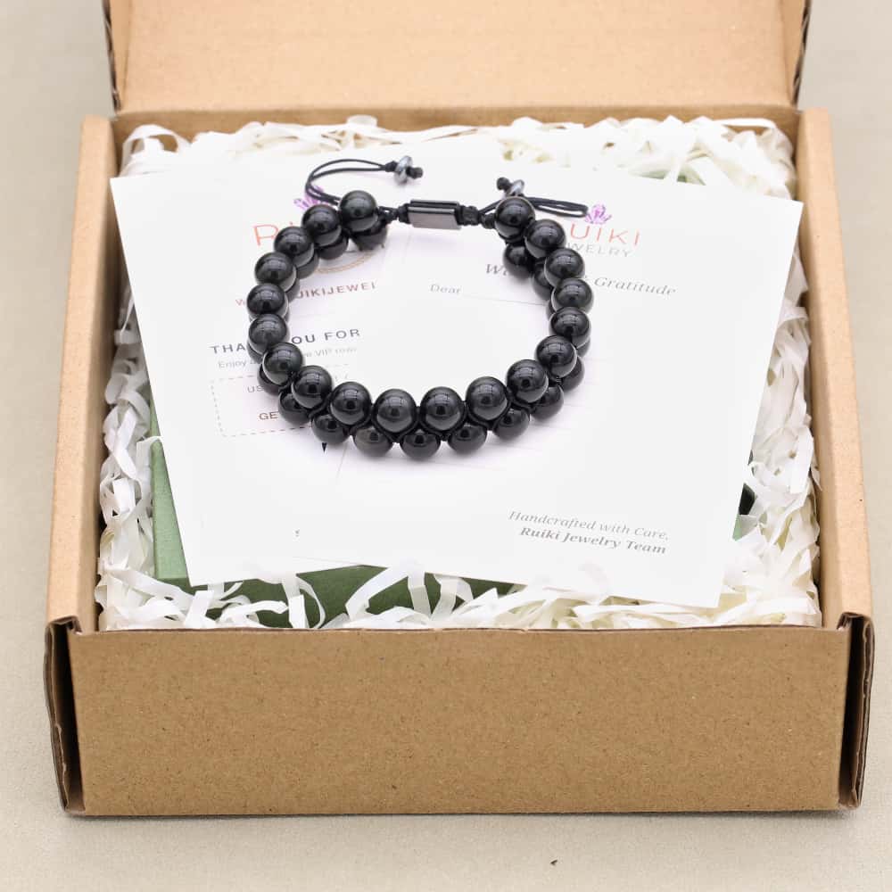 Ultimate Protection Black Obsidian Double Layer Woven Bracelet
