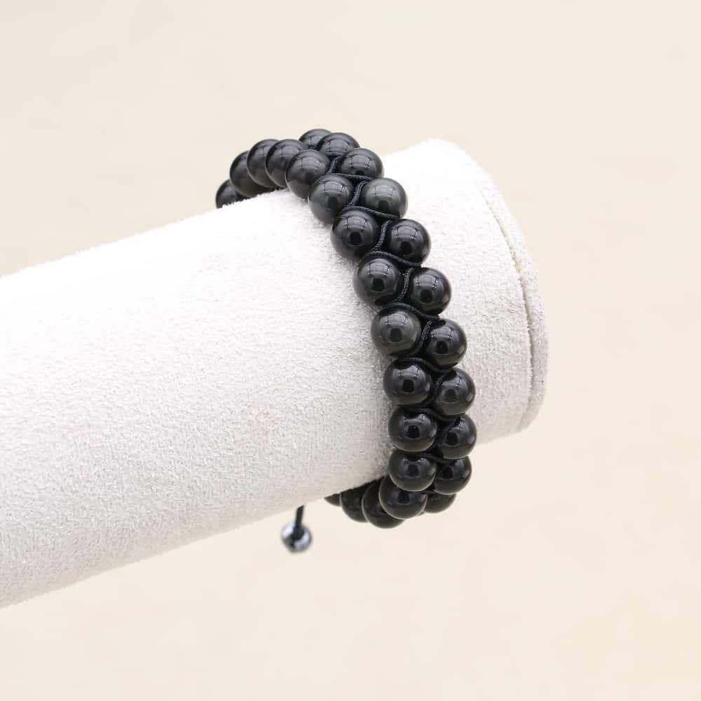 Ultimate Protection Black Obsidian Double Layer Woven Bracelet