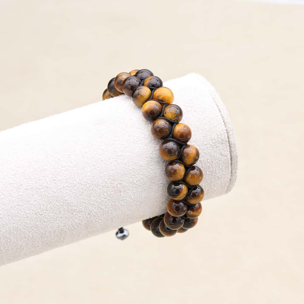 Courage and Abundance Tiger Eye Double Layer Woven Bracelet
