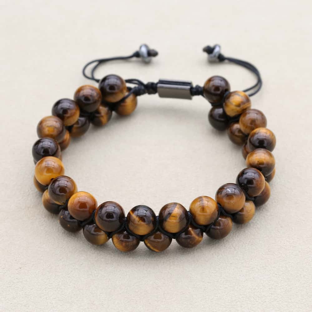 Courage and Abundance Tiger Eye Double Layer Woven Bracelet