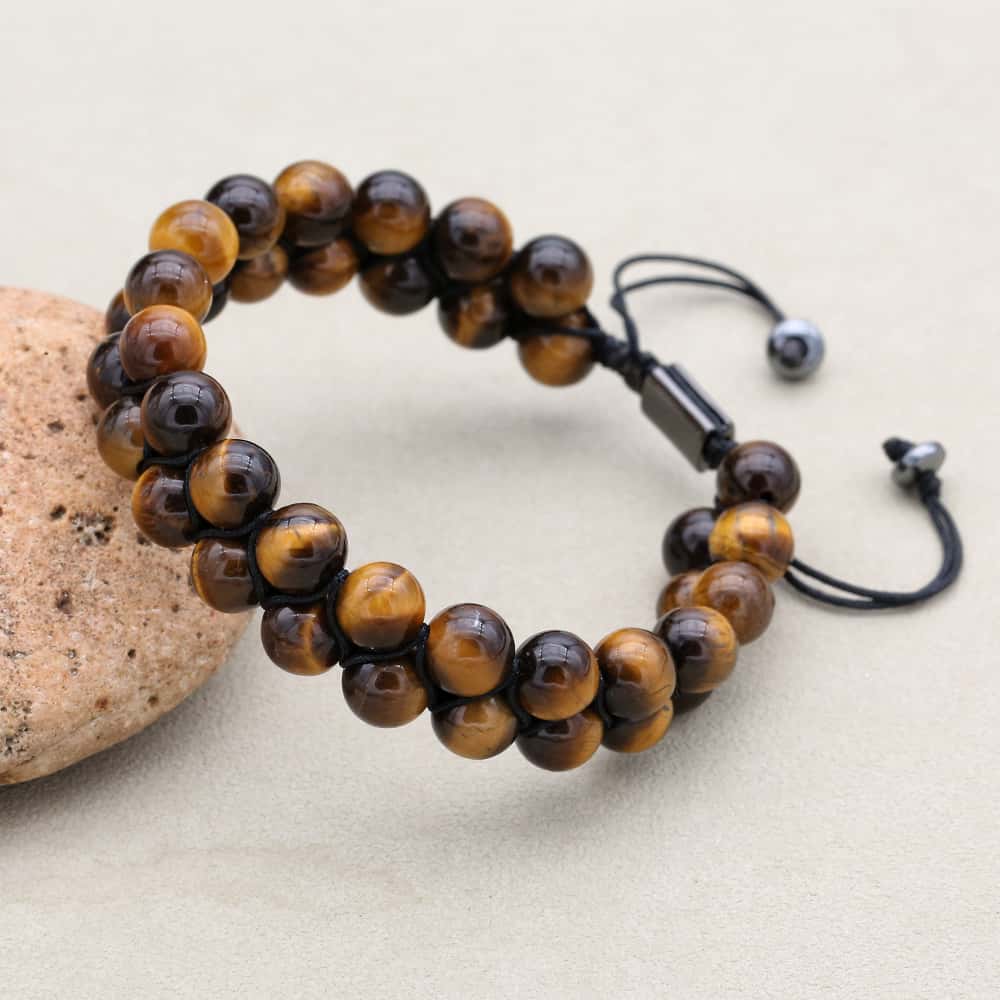 Courage and Abundance Tiger Eye Double Layer Woven Bracelet