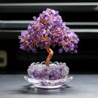 Abundance and Harmony: Natural Crystal Bonsai Money Tree Lotus Placement