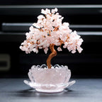 Abundance and Harmony: Natural Crystal Bonsai Money Tree Lotus Placement