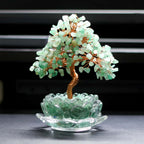 Abundance and Harmony: Natural Crystal Bonsai Money Tree Lotus Placement