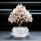 Abundance and Harmony: Natural Crystal Bonsai Money Tree Lotus Placement