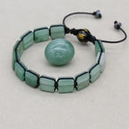 Unisex 10mm Square Green Aventurine Braided Bracelet