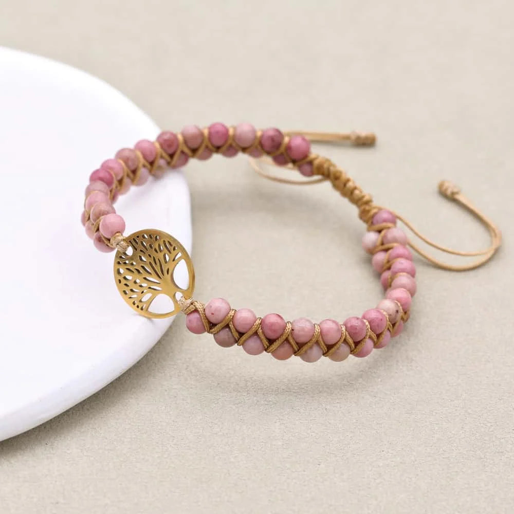 Rhodonite Tree of Life Bracelet: Love & Emotional Healing Talisman