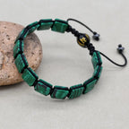 Handmade Square Synthetic Malachite Braided Bracelet | Unisex Spiritual Mantra Jewelry