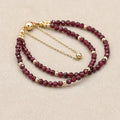 Handmade 3mm Faceted Garnet Double-Layer Bracelet with Magnetic Clasp