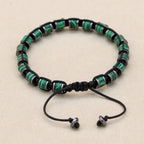 Malachite and Hematite Beaded Braided Bracelet for Men Women